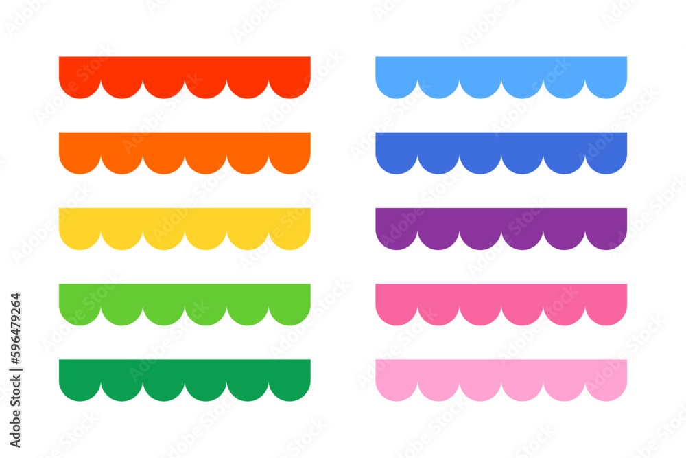 Rainbow Scalloped edge border. Clipart image isolated on white background  Stock Vector