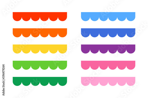 Rainbow Scalloped edge border. Clipart image isolated on white background