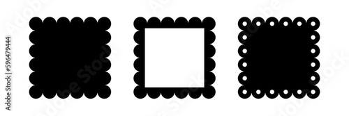 Scalloped square shape set. Clipart image isolated on white background