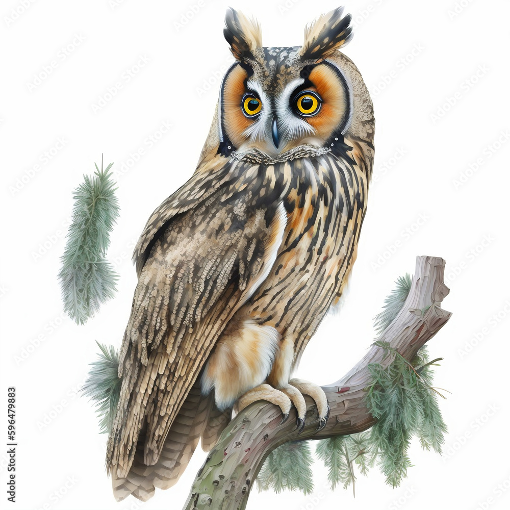 Obraz premium Eurasian eagle owl on branch
