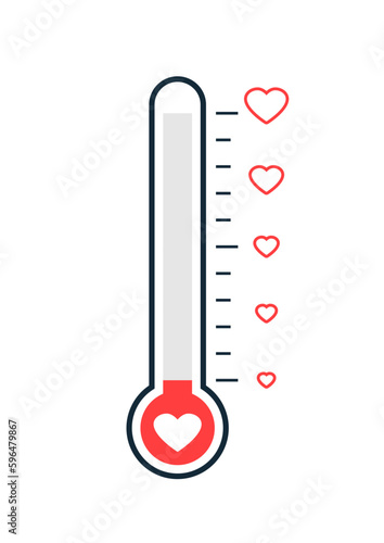 Blank fundraising thermometer with heart template icon. Clipart image isolated on white background