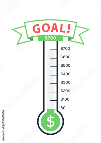 Goal Thermometer icon template. Clipart image isolated on white background