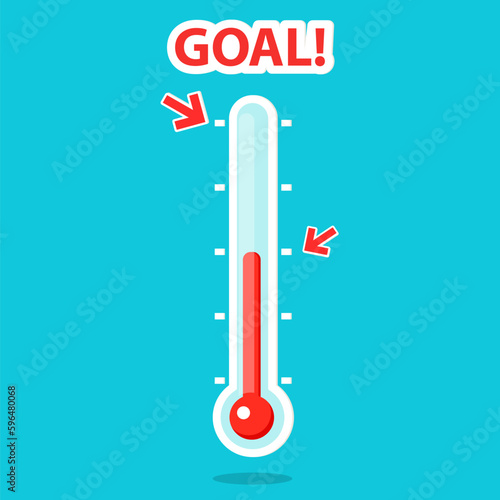 Goal thermometer illustration. Clipart image isolated on white background