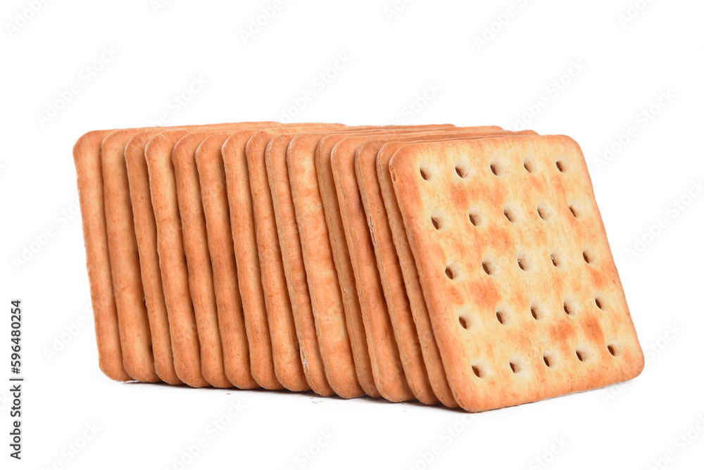 salt water cracker salty cracker unhealthy food isolated on white background with space for text salt water cracker salty cracker unhealthy food isolated on white background with space for text