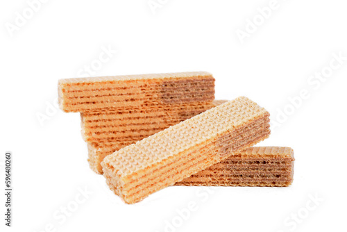 wafer filled with chocolate biscuit sweet junk food isolated on white background with space for text