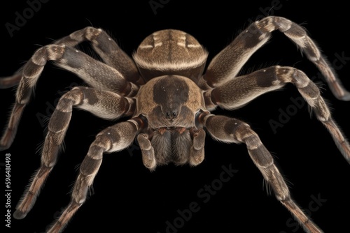 close up of a spider on a black background. Generative AI