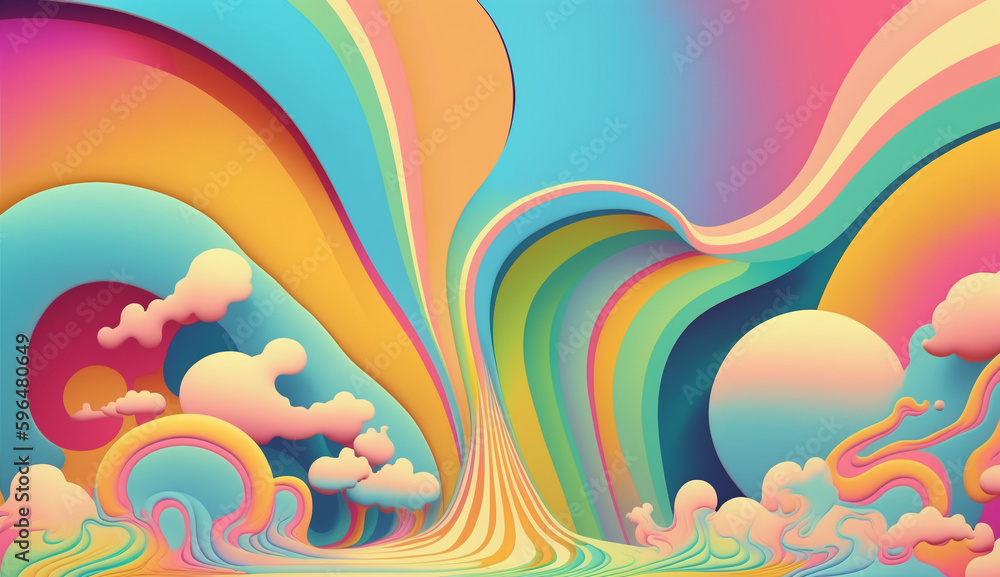 bright groovy psychedelic retro background in pastel colors. generative ai bright groovy psychedelic retro background in pastel colors. generative ai