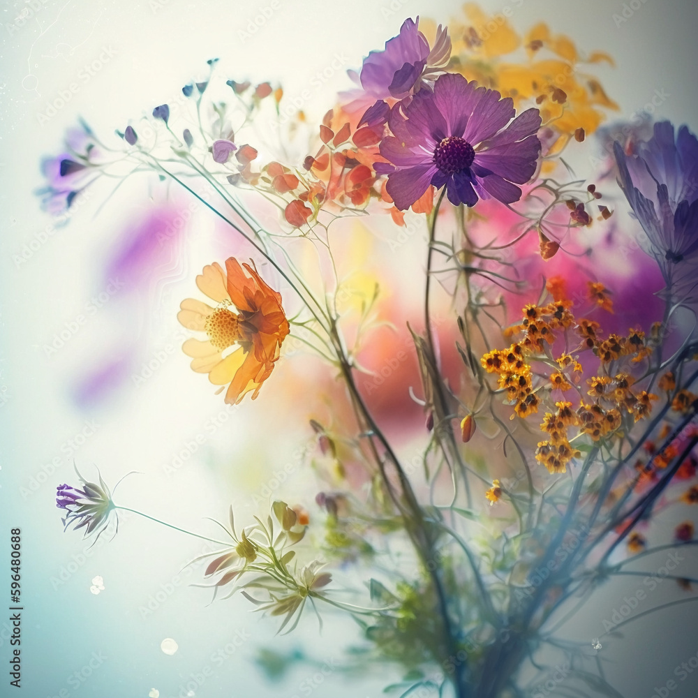 summer bright colorful flowers in a watercolor style. generative ai	