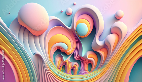bright groovy psychedelic retro background in pastel colors. generative ai