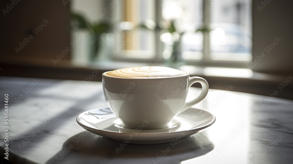 Flat white served in a white ceramic cup Flat white served in a white ceramic cup