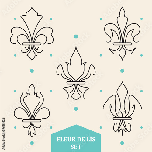 Set of abstract lys flower symbols icons Vector
