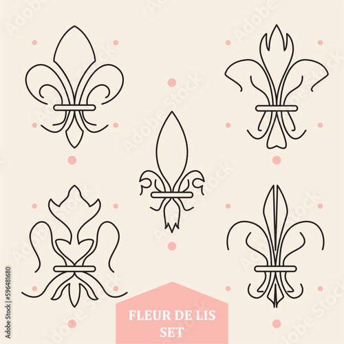 Set of abstract lys flower symbols icons Vector