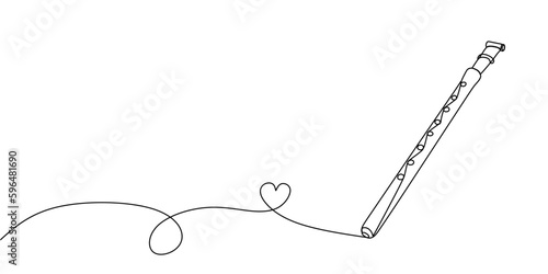 One Continuous line drawing musical instrument duduk on white background. Armenian traditional musical instrument Duduk one line art. Vector illustration