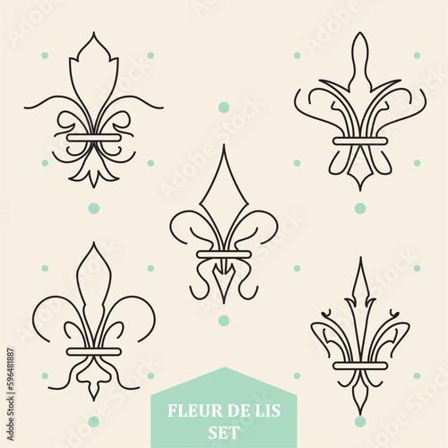 Set of abstract lys flower symbols icons Vector