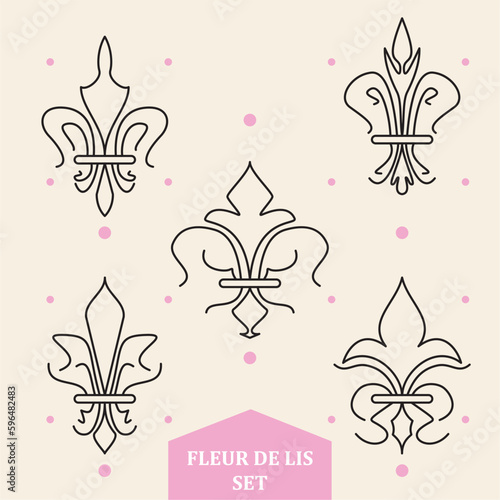 Set of abstract lys flower symbols icons Vector