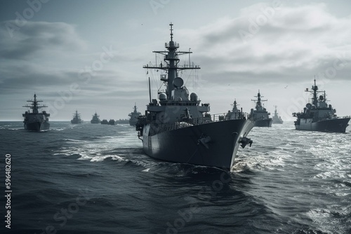 NATO naval fleet gathers in Atlantic. Generative AI