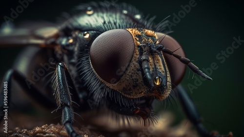Close-up of a fly's head. Generative AI. © EUDPic