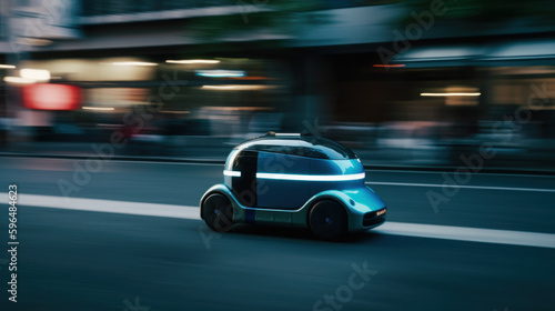 High-speed delivery robot on the street, motion blur, created with generative AI technology © Neuroshock