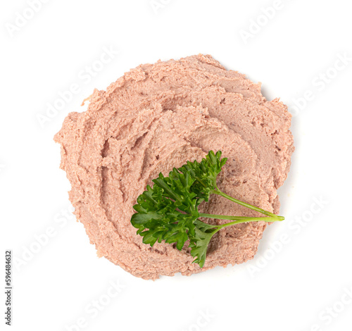 Meat Paste Isolated, Tuna Pate Smear, Chopped Liver Mousse, Fish Paste on White