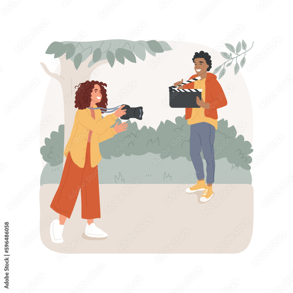 Video making isolated cartoon vector illustration. Teenage girl holding camera for video making and smiling, modern teens hobby, learning new skills, leisure time with benefit vector cartoon. Video making isolated cartoon vector illustration. Teenage girl holding camera for video making and smiling, modern teens hobby, learning new skills, leisure time with benefit vector cartoon.