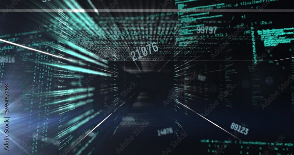 Animation of data processing over light trails Animation of data processing over light trails