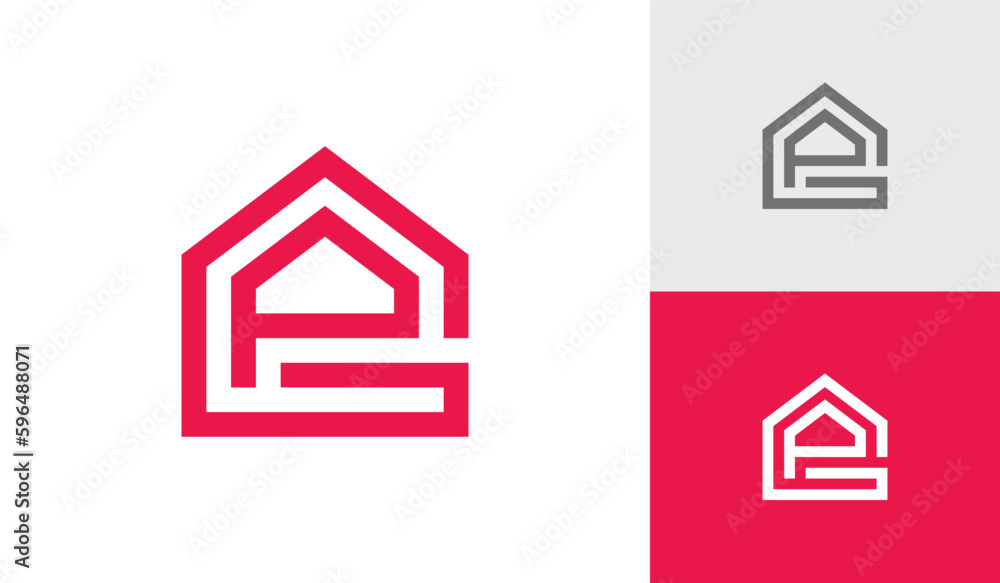 Letter PG with house initial monogram logo design Letter PG with house initial monogram logo design