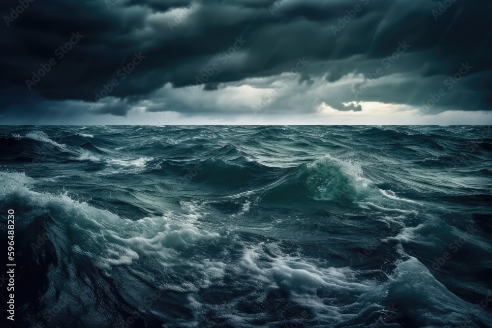 dramatic stormy sky over a stormy ocean. Generative AI dramatic stormy sky over a stormy ocean. Generative AI