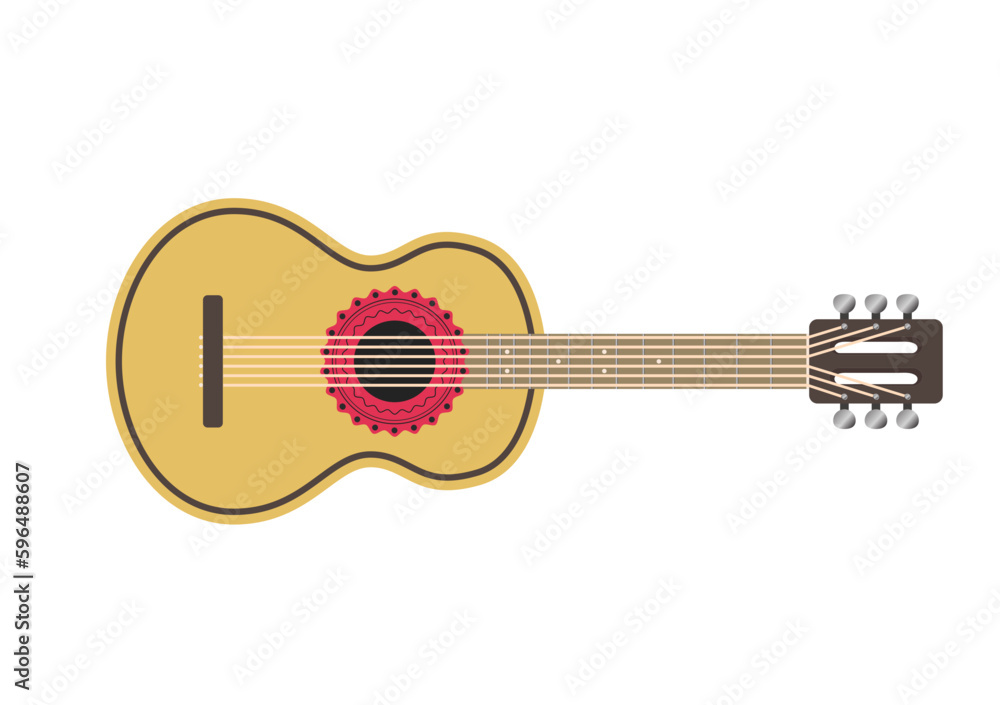 Classical guitar Mexican style, vector illustration