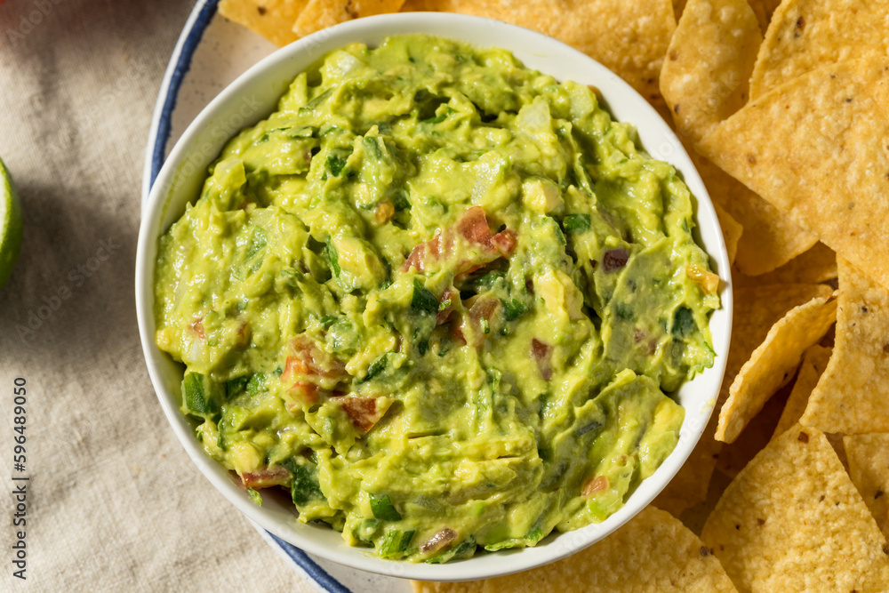 Homemade Avocado Guacamole and Tortilla Chips Homemade Avocado Guacamole and Tortilla Chips