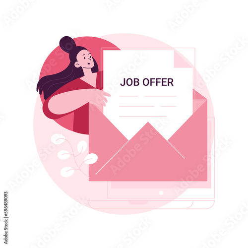 Job offer abstract concept vector illustration. Job offer letter, international volunteer program, permanent contract, application and invitation, potential employee, recruiter abstract metaphor.