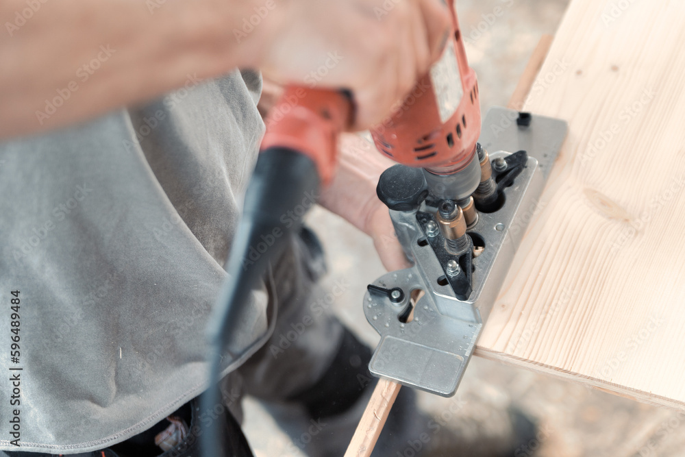 Detail in focus of a jig used by a woodworker Detail in focus of a jig used by a woodworker