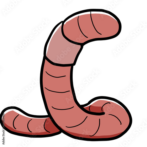Illustration of a simple and realistic earthworm