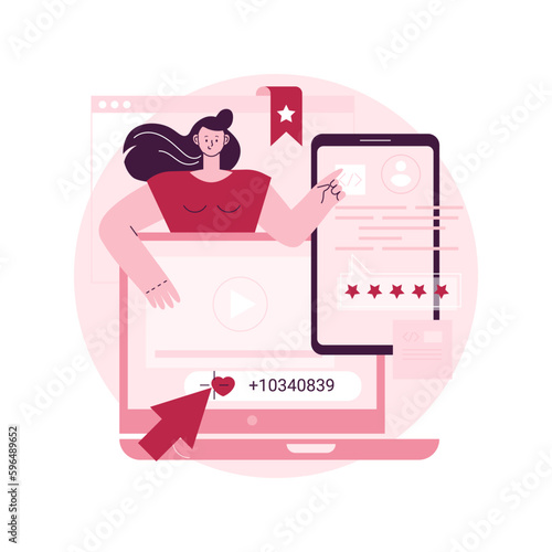 Viral content abstract concept vector illustration. Internet meme, viral content trends, social media marketing strategy, best sharing post, video production, high engagement abstract metaphor.
