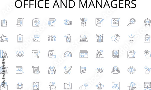 Office and managers line icons collection. SmartHome, Automation, Innovation, Sustainability, Digitalization, Efficiency, Interconnectivity vector and linear illustration. Generative AI