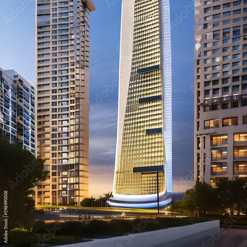 4 A Futurist-style skyscraper with a sleek, aerodynamic design and a futuristic feel3, Generative AI photo