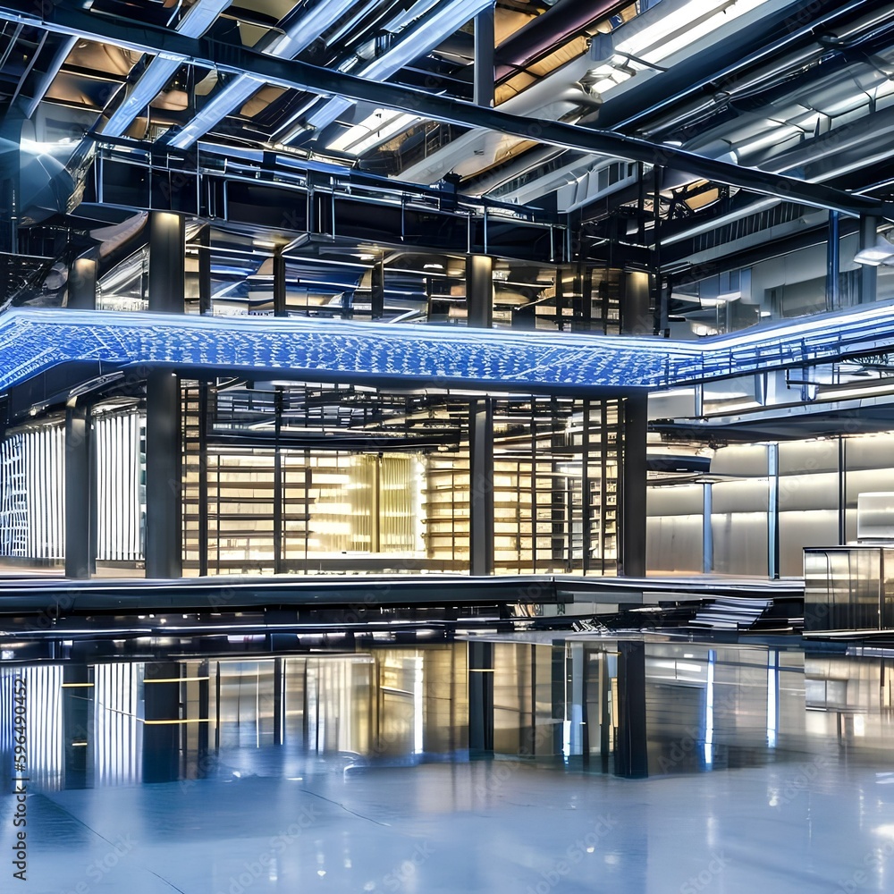 13 A High-Tech-style building with exposed mechanical systems and a futuristic look2, Generative AI 13 A High-Tech-style building with exposed mechanical systems and a futuristic look2, Generative AI