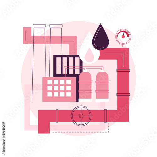 Pipeline transport abstract concept vector illustration. Transportation of liquid or gas, system of pipes, oil crude refinery, petrol production, natural gas, processing plant abstract metaphor.