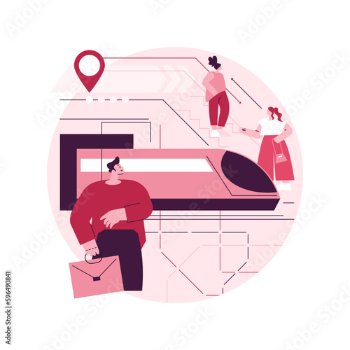 Underground transport abstract concept vector illustration. Underground freight, urban public transport systems, subway train station, passengers waiting speed train, platform abstract metaphor.