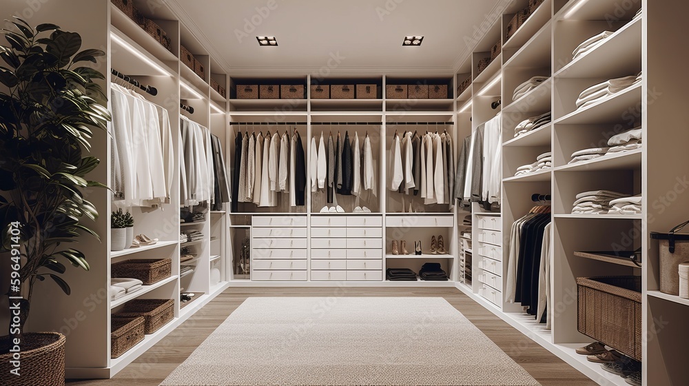 Fototapeta premium Large luxury men's dressing room. AI generated