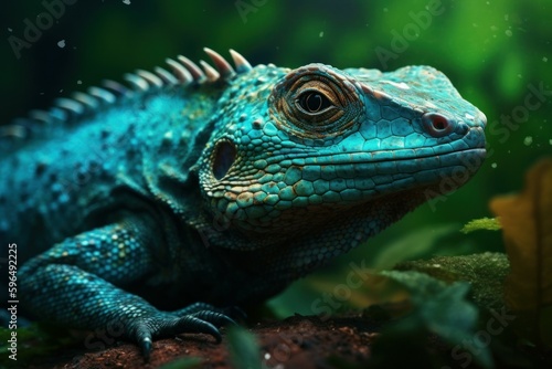 Beautiful green chameleon lizard family. A symbol of adaptation to change. AI generated, human enhanced © top images