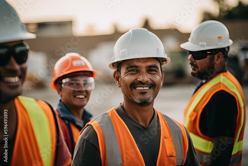 Positive and motivated construction crew on a building project