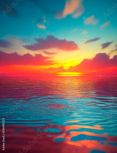 Sunset reflected in the water. Represents tranquility