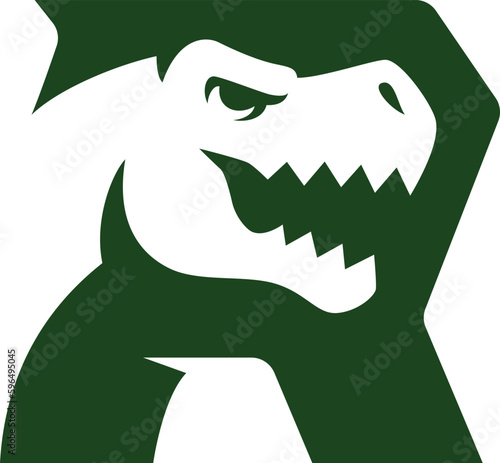 T Rex Head Roaring Inside letter R