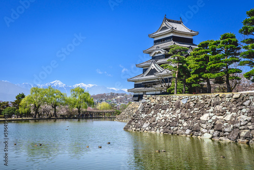 長野県松本市の松本城と青空