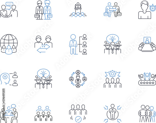 Legal department line icons collection. Litigation, Compliance, Contracts, Arbitration, Counsel, Patent, Trademark vector and linear illustration. Legalization,Prosecution,Jurisdiction Generative AI