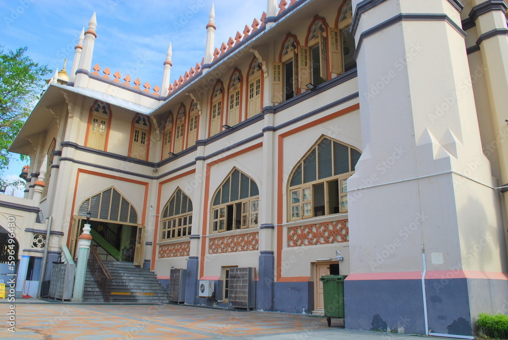 The side entrance of the landmark building of Sultan Mosque at Kampong Glam Singapore in landscape