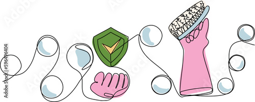 Home cleaning service landing page design concept, illustration of janitors with cleaning tools. Vector illustration