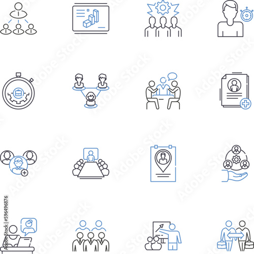 Conducting chamber line icons collection. Acoustics, Atmosphere, Collaboration, Communication, Concentration, Dynamics, Harmony vector and linear illustration. Generative AI