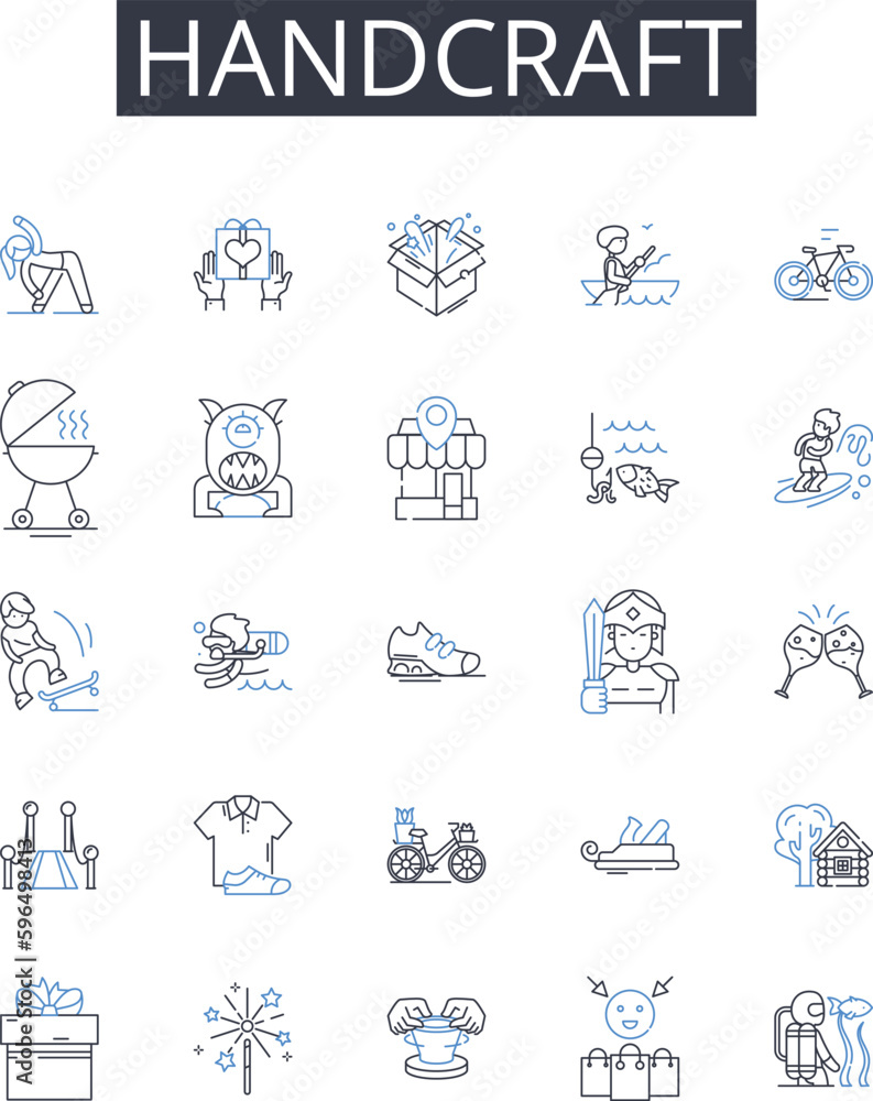 Handcraft line icons collection. Artisanal, Bespoke, Hand-made, Man-made, Home-baked, Tailor-made, Artistic vector and linear illustration. Hand-woven,Hand-sewn,Hand-picked outline signs Generative AI