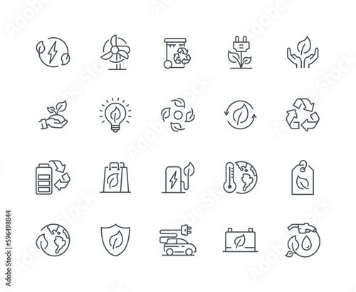 Eco recycling icons outline set